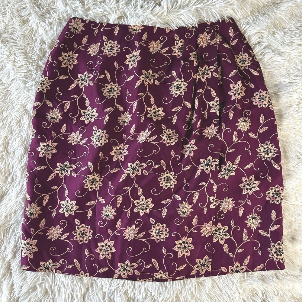 Vintage Chaus 100% Silk Floral Skirt
